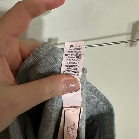 NWT Victoria's Secret Heather Gray Textured Fleece Joggers - Picture 4 of 6